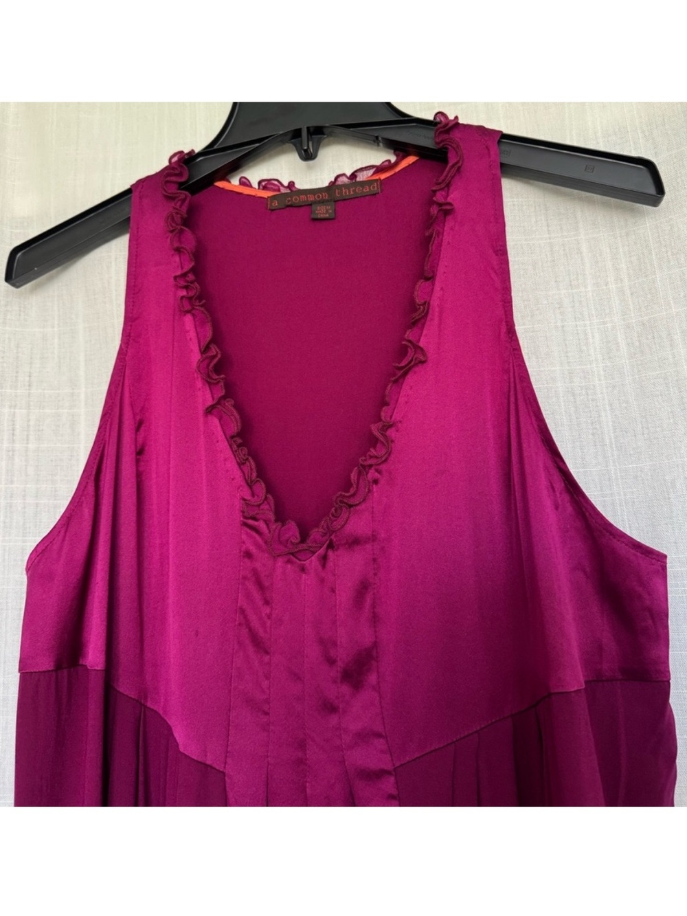 A Common Thread Silk Blend Pleated Dress Magenta Purple Size M - Picture 2 of 14